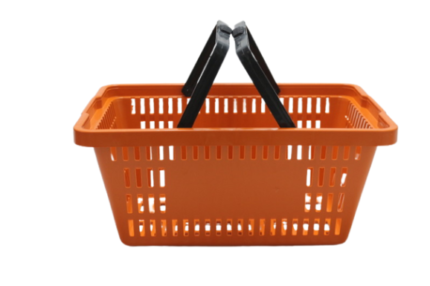 Cesta de compras plástico com alça 16 litros na cor laranja ABelt para supermercado e compras
